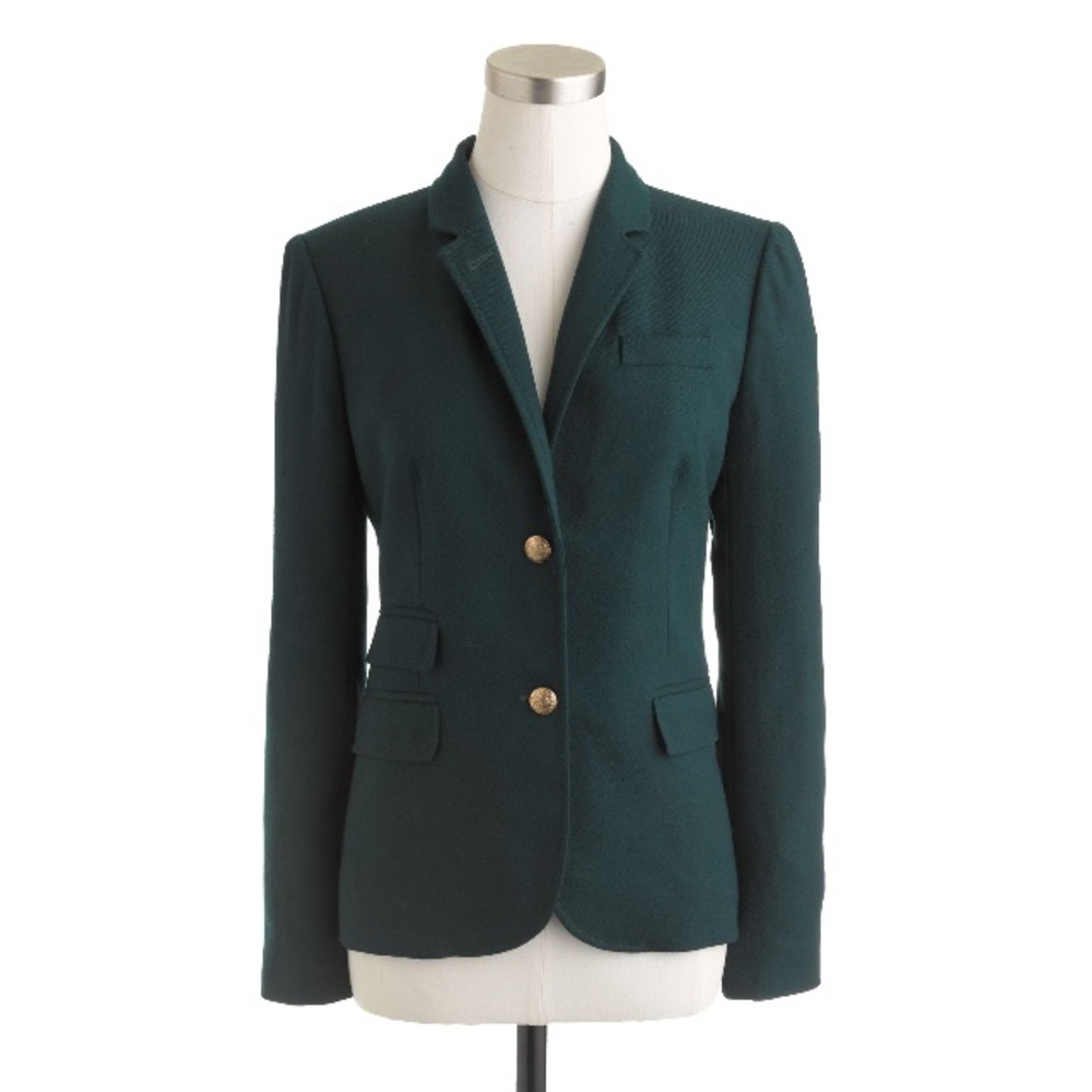 J. Crew Dark Green Schoolboy Italian Wool Blazer