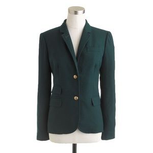 J. Crew Dark Green Schoolboy Italian Wool Blazer