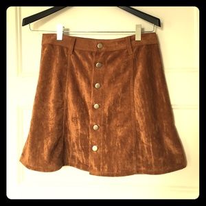 Suede-like, Brown, button-up skirt