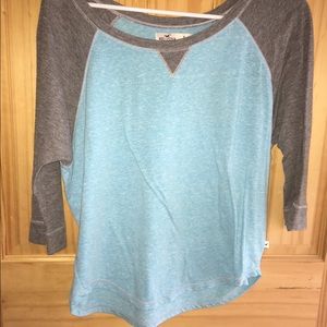 Blue and grey baseball t.