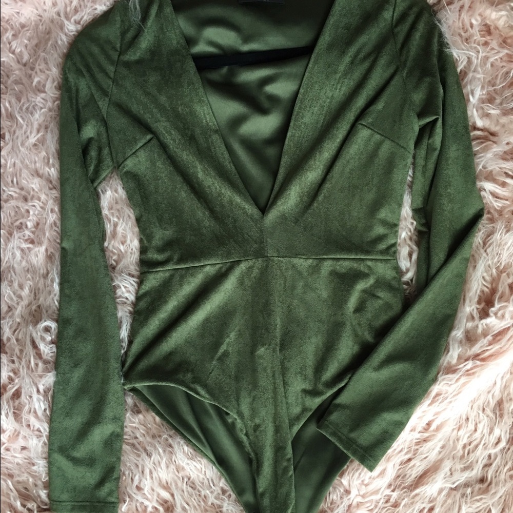Olive Plunging Bodysuit
