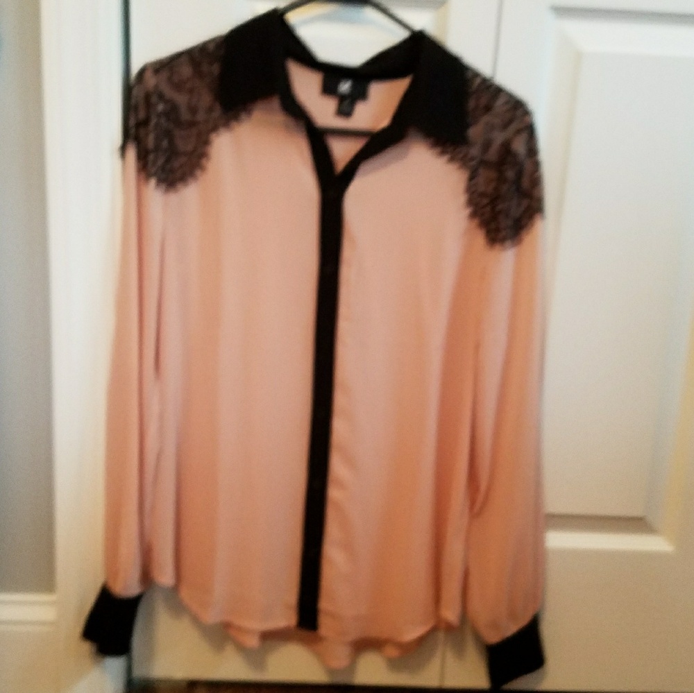 Light pink and black button down