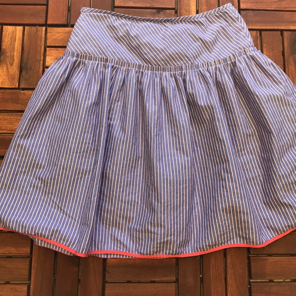 J crew blue and white striped skirt