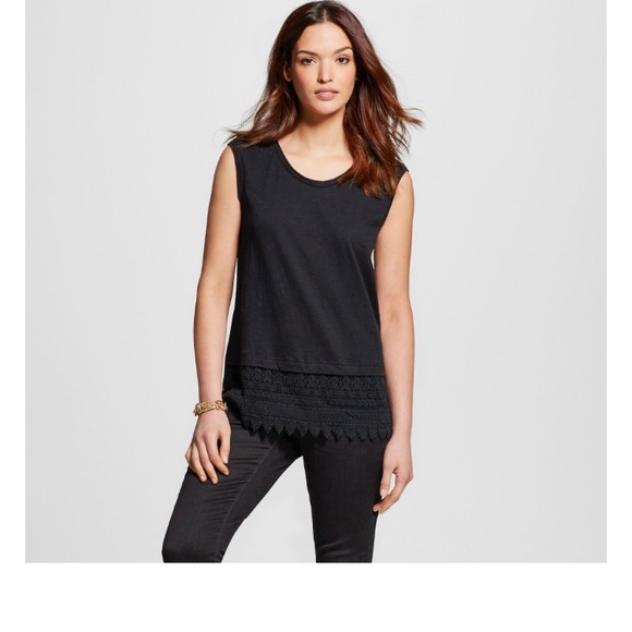 Merona Women's Crochet Trim Shell Top - Black - Picture 1 of 2