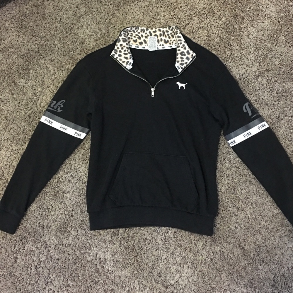 PINK leopard print half zip