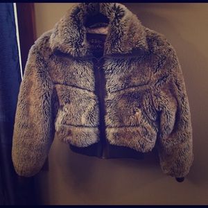 Girls faux fur crop jacket