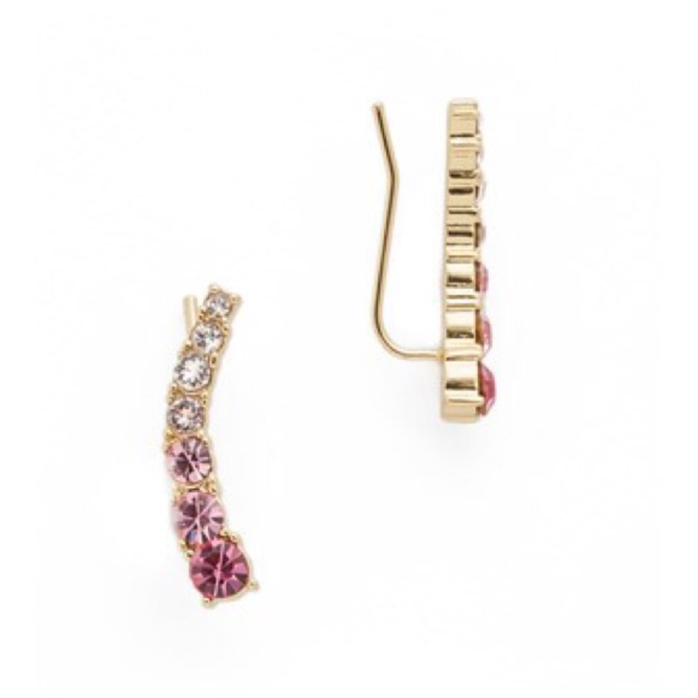 LAST PAIR Kate Spade•Pink Crystal Ear Climbers - Picture 3 of 6