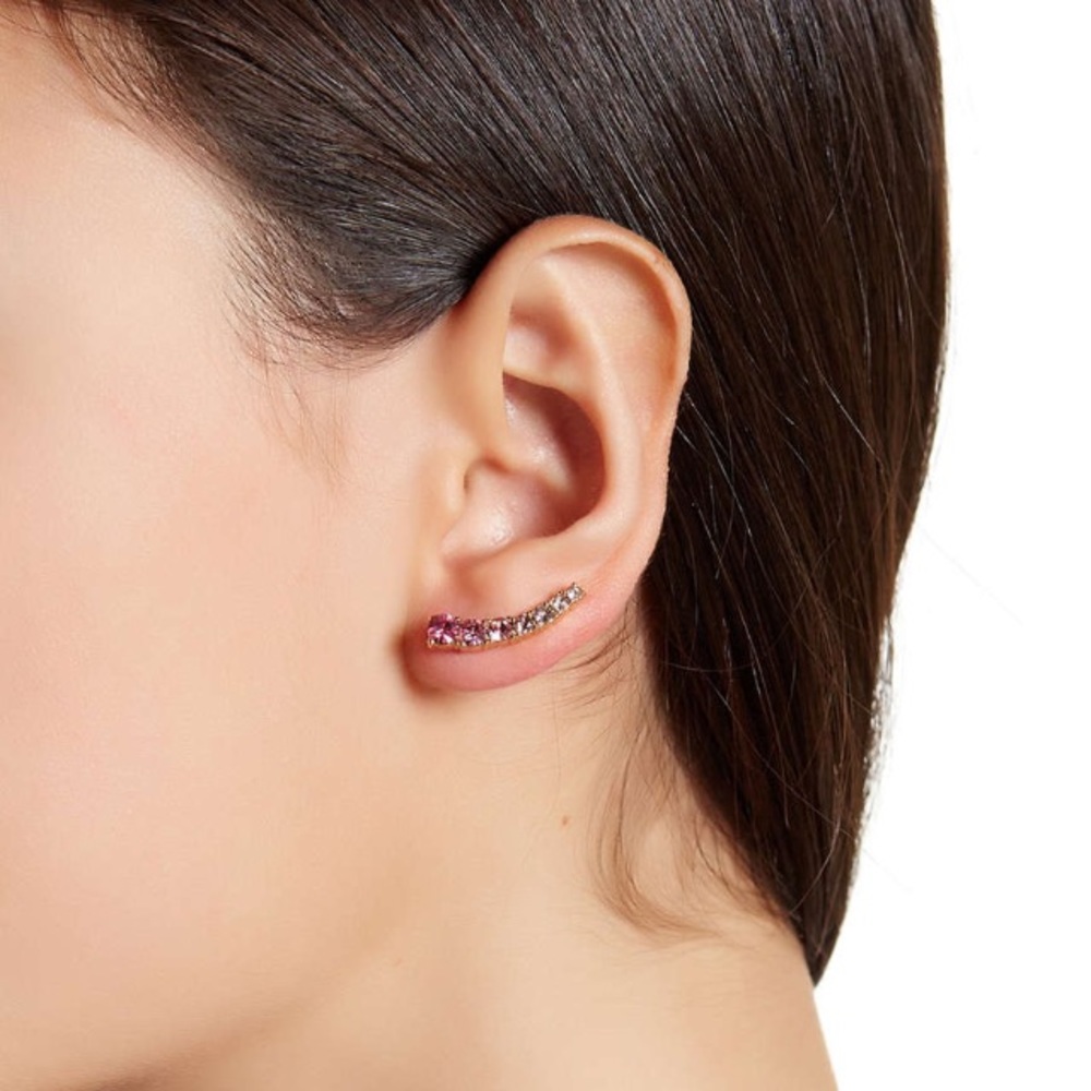 LAST PAIR Kate Spade•Pink Crystal Ear Climbers - Picture 4 of 6