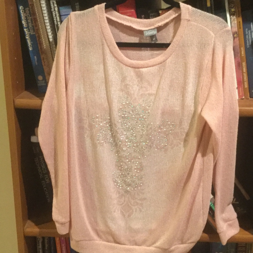 Beaded baby pink sweater