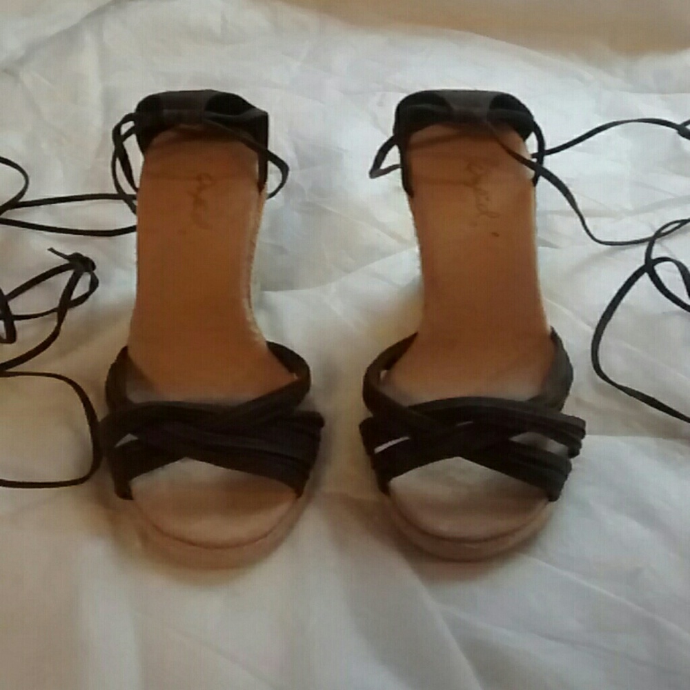 Stacked wedge sandals - never worn with box