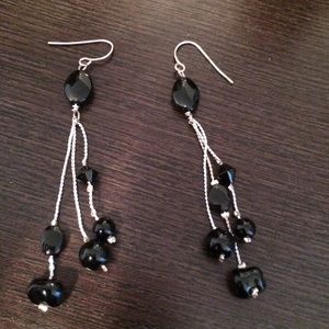 Dangle silver and black earrings