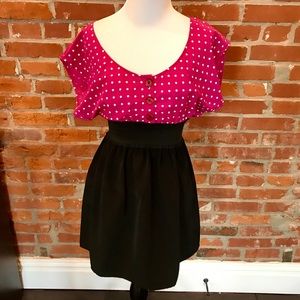 Pink and white polka dot dress