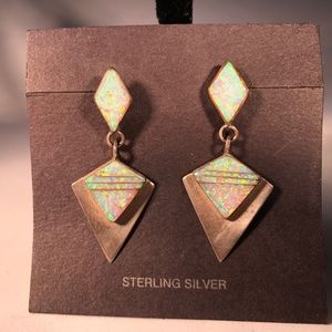 Sterling Silver and Opal Earrings