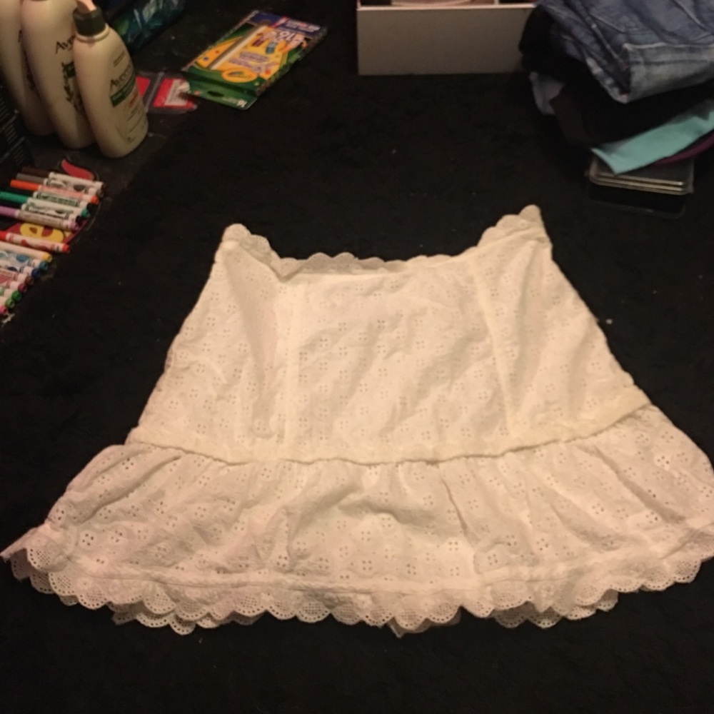 Express white eyelet mini skirt