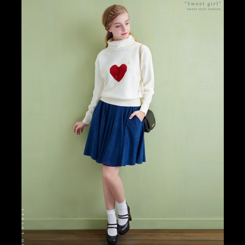 Sapphire Blue Suede Skirt