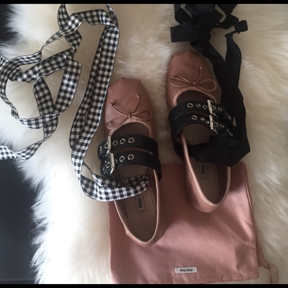 Miu Miu Lace Up Ballerinas!
