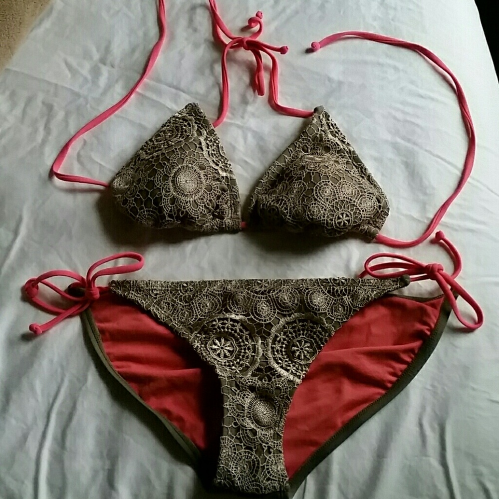 Taupe and Coral bikini