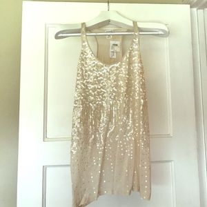 NWT - Club Monaco Ivory Sequin Racerback - Sz M