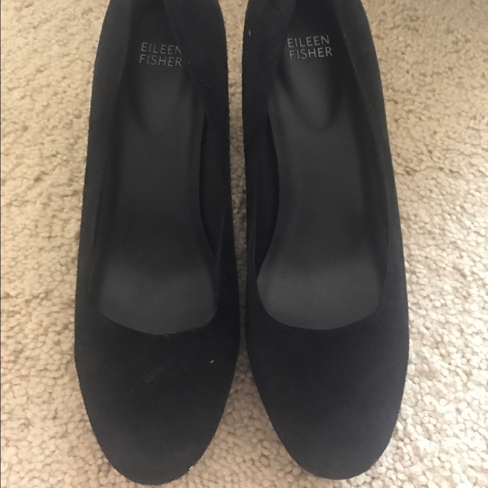 Eileen Fisher Suede Black Heels