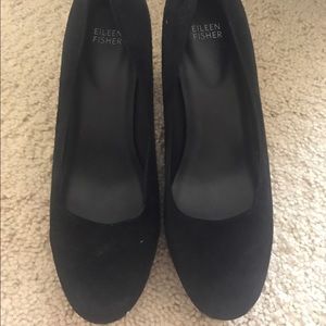 Eileen Fisher Suede Black Heels