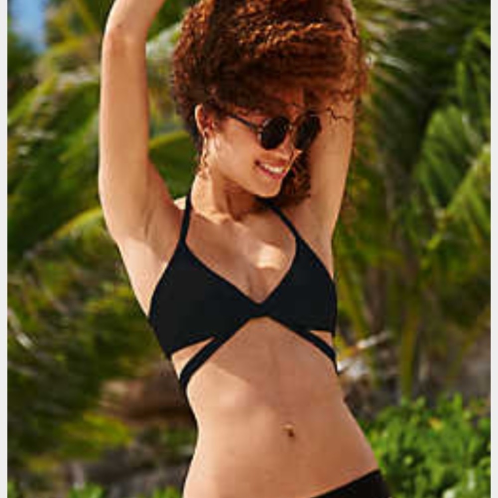 Aerie black wrap bathing suit top