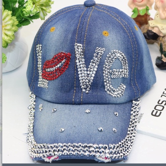 Accessories - 😱ONLY 2 LEFT😱LOVE Faux Rhinestone Adjustable Cap