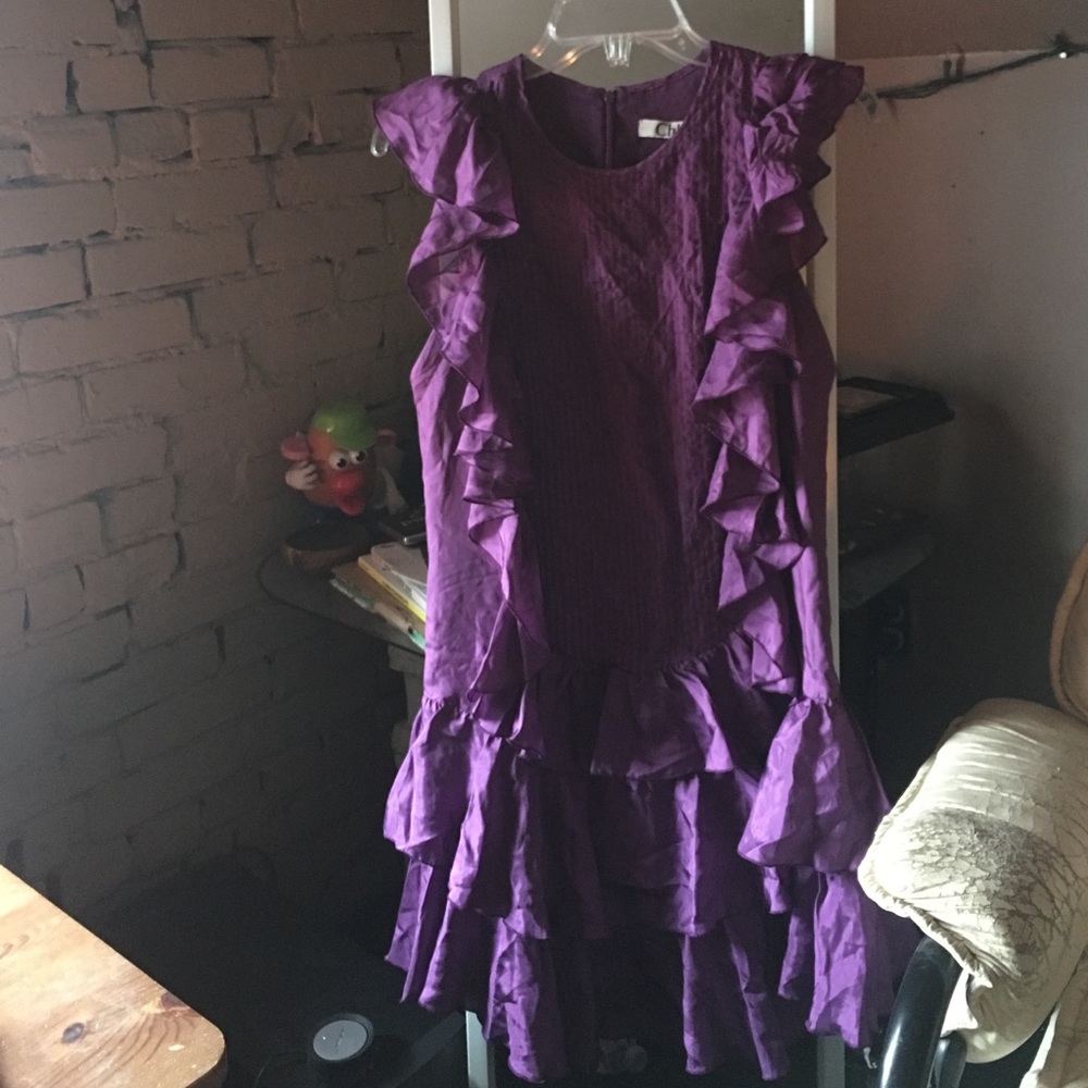 Chloe purple silk ruffle dress