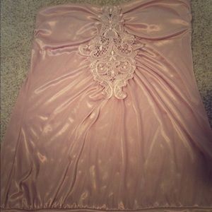 Pink strapless blouse