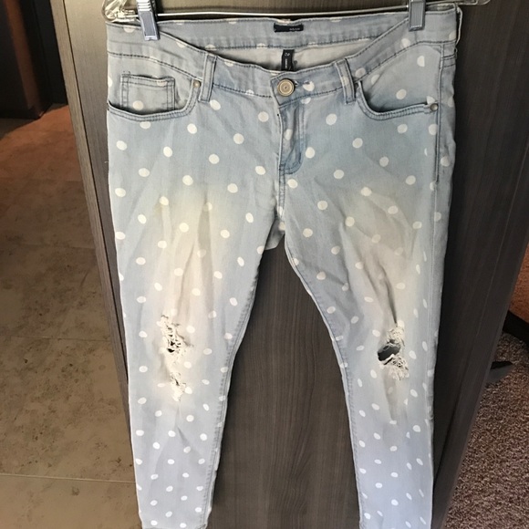 Edyson polka dot skinny jeans, distressed size 28 - Picture 1 of 3