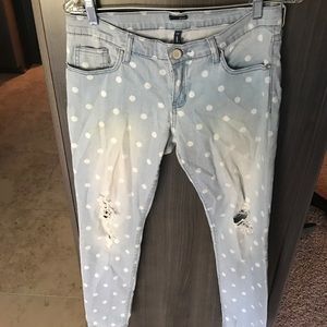 Edyson polka dot skinny jeans, distressed size 28