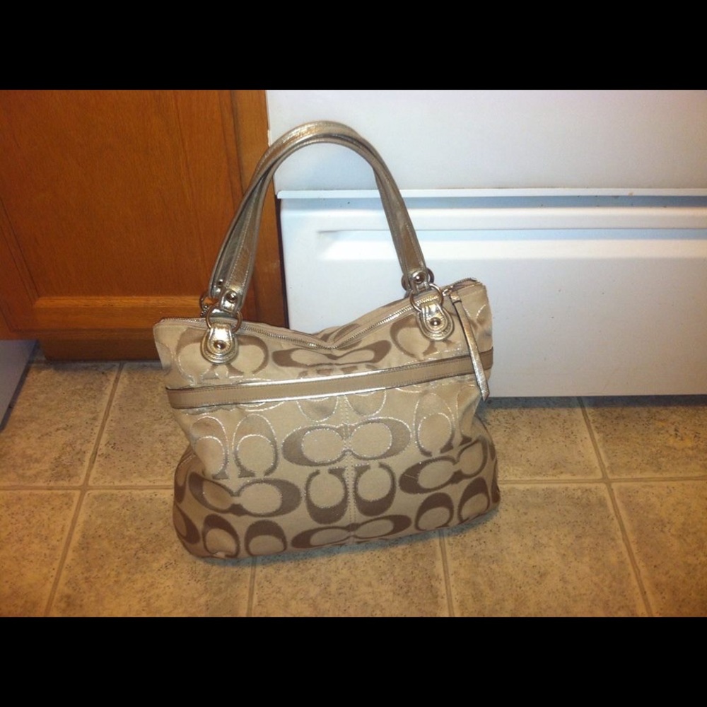 Silver & Cream Coach purse