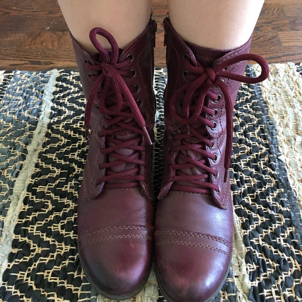 Maroon Steve Madden Combat Boots