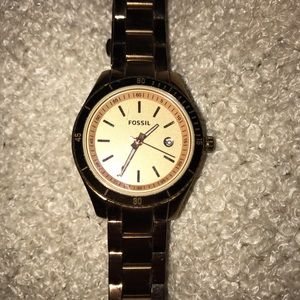 Rose gold fossil watch