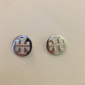 Silver Tory Burch Logo stud Earring