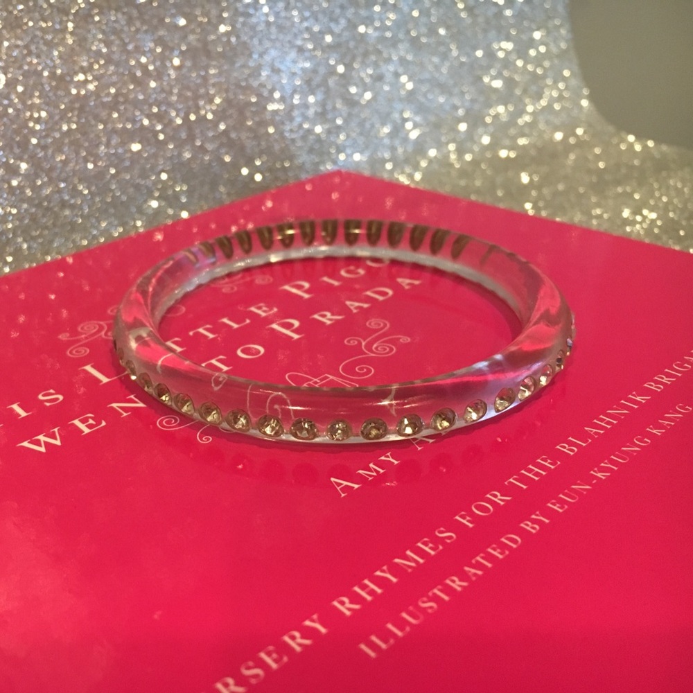 Clear Acrylic Bangle with Rhinestones