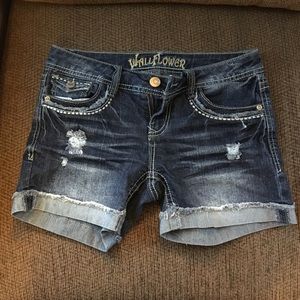Wallflower distressed shorts