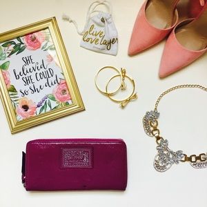 COACH MAROON PURPLE ZIP AROUND WALLET