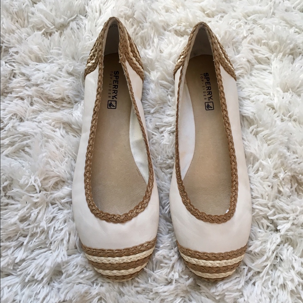 Sperry Flat in Natural / White Leather
