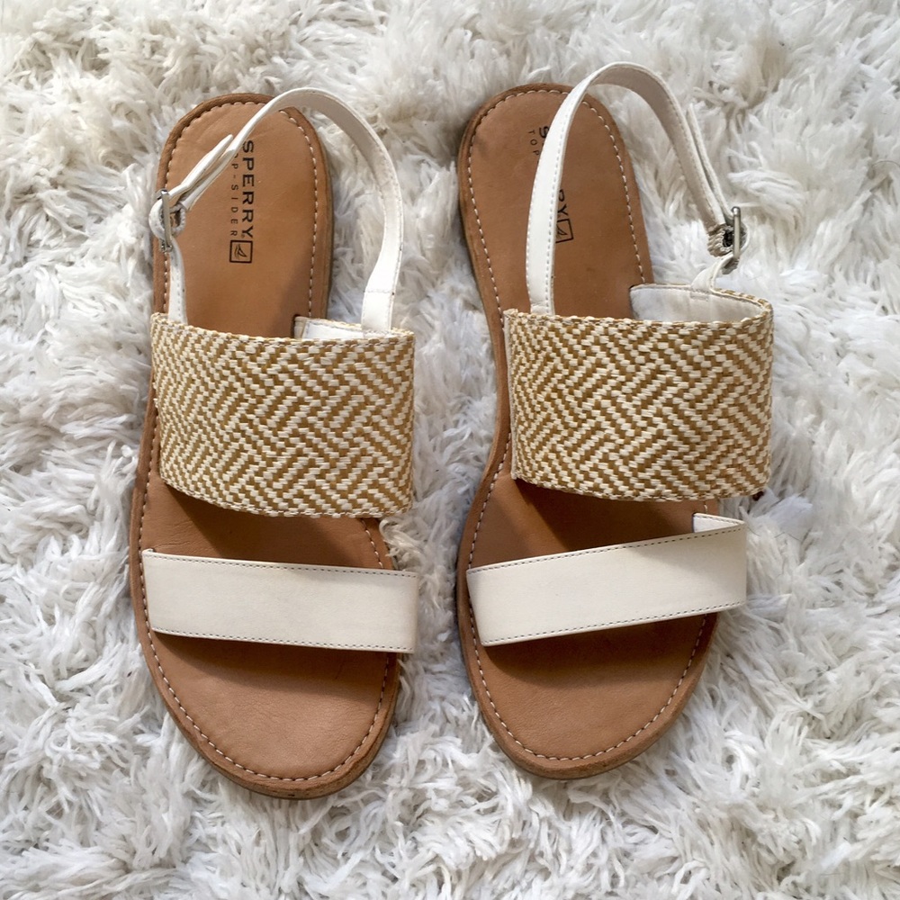Sperry Woven Sandal in Natural / White Leather