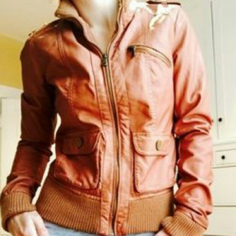 Xhilaration faux leather bomber jacket