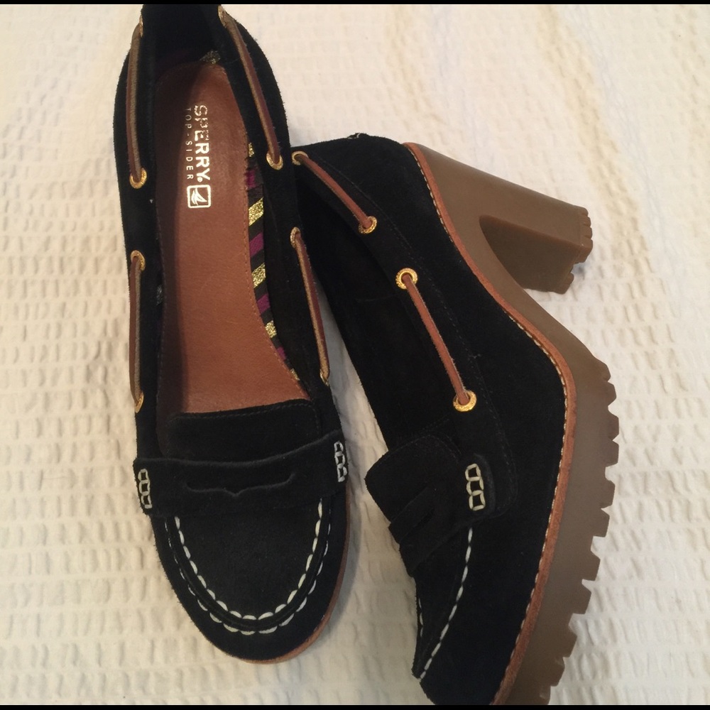 Sperry black loafer with chunky rubber heel 8.5