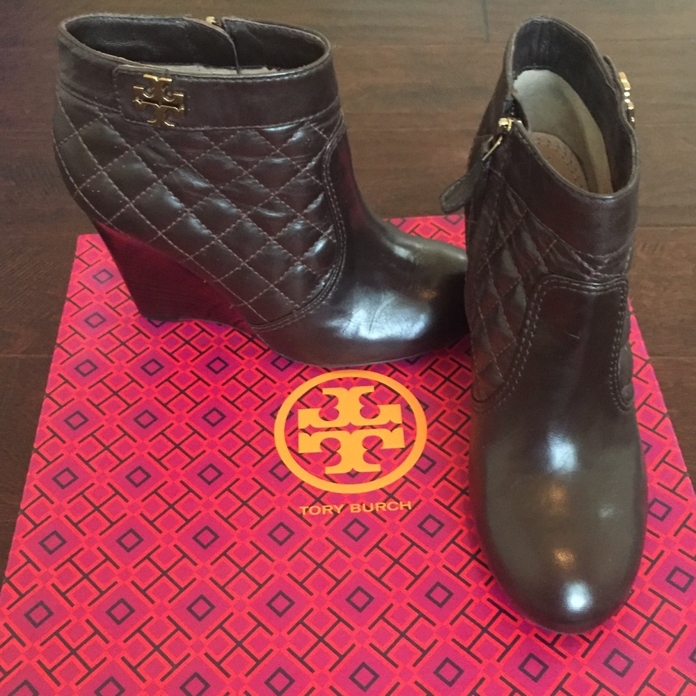 Tory Burch Leila Quilted Leather Wedge Bootie