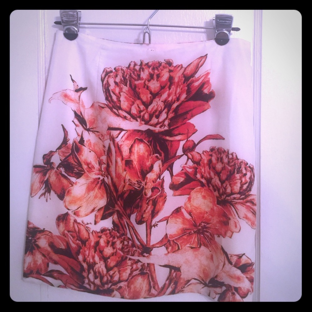 Sachin + Babi silky white and orange floral skirt
