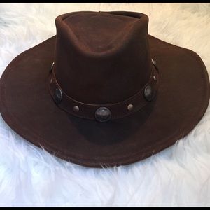 Genuine Leather Hat with Coin Band // Boho Look