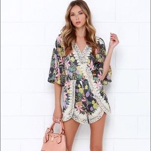 I. Madeline Midnight Blooms Lace Romper