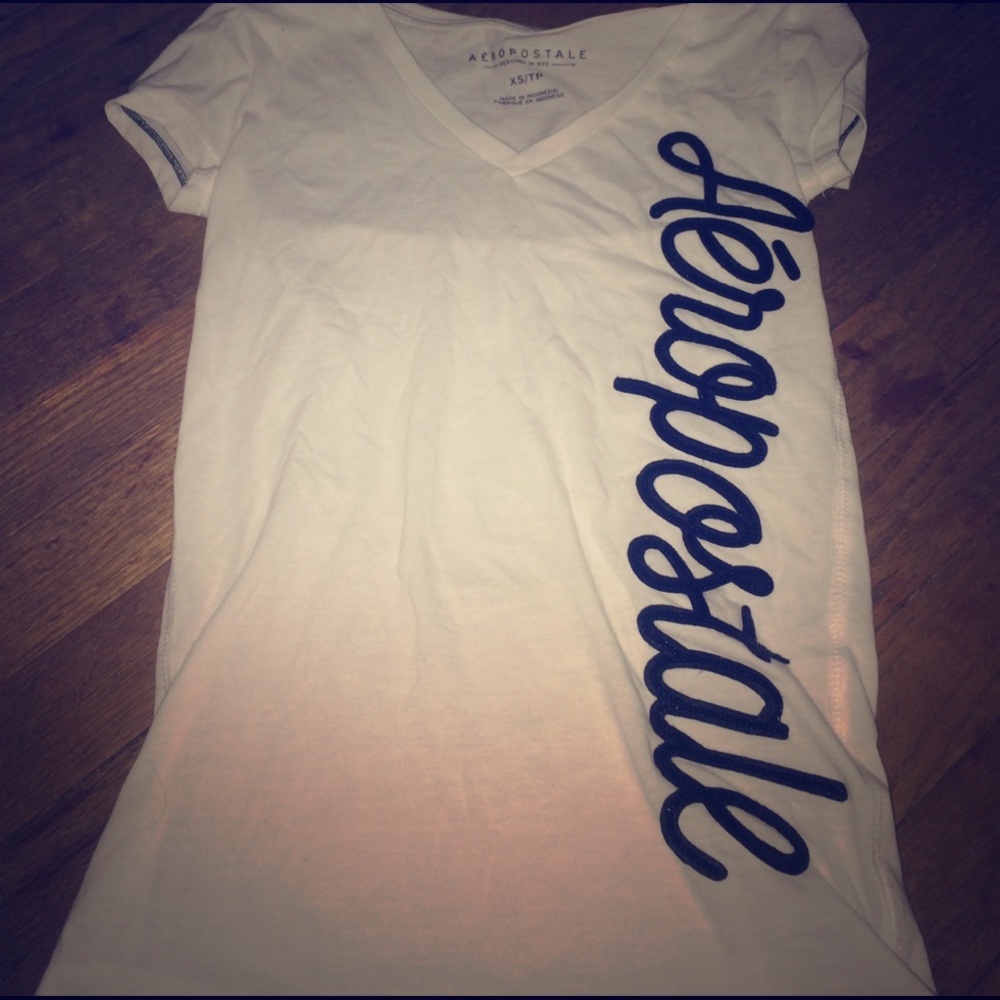 White and Black Aeropostale T-Shirt