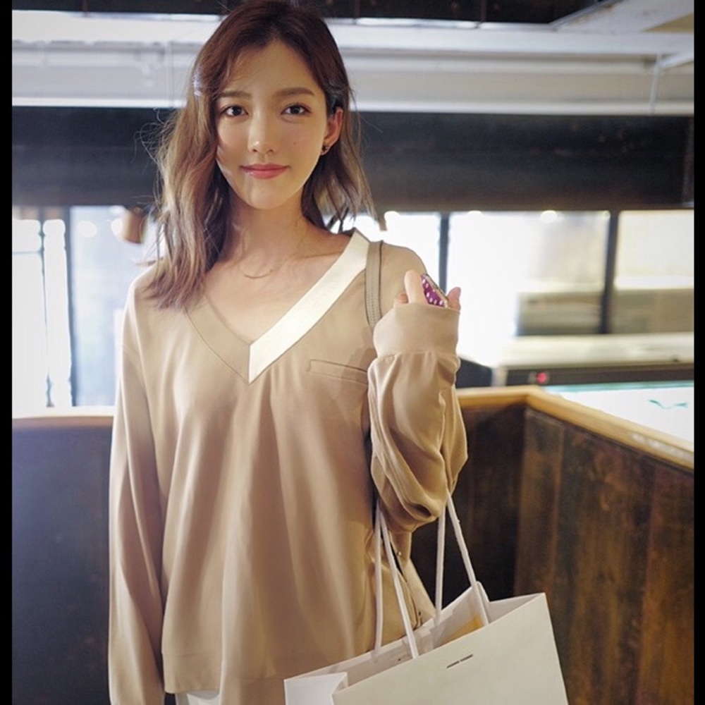 Asymmetric V Neck Sweater