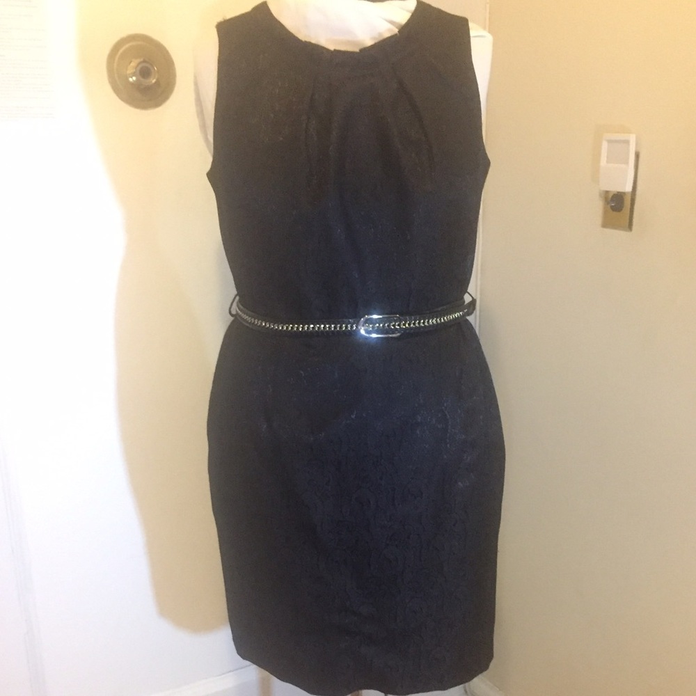 Jones Wear Black Brocade Sheath Dress