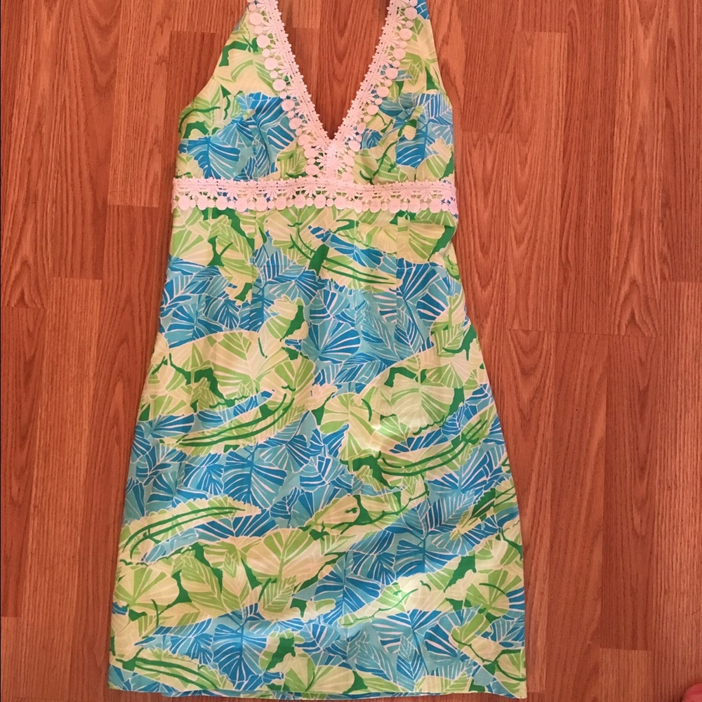 Lilly Pulitzer Cocoa Gator Halter dress  size 6!