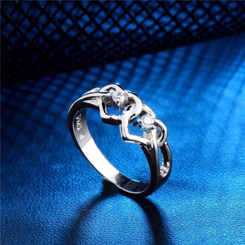 NWT STERLING SILVER HEART RING 8 - Picture 2 of 2